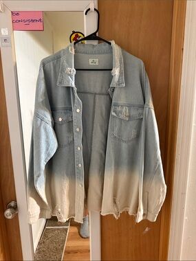 Unbranded Light Blue and Cream Ombre Denim Jacket